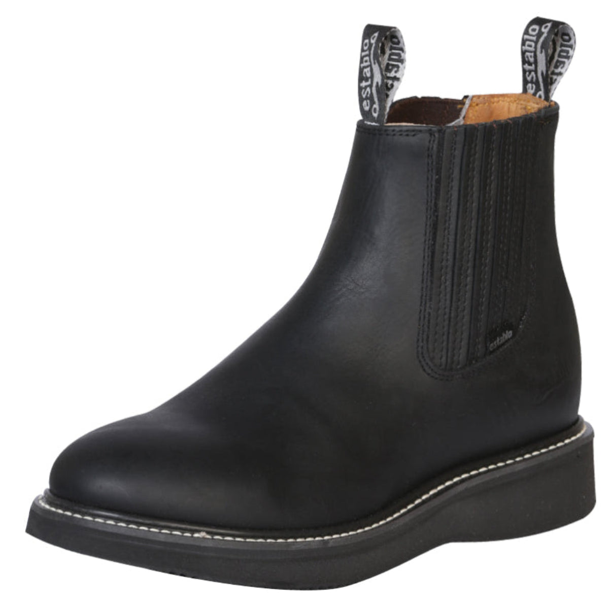 Establo Genuine Leather Mil Rayas Work Boots - Soft Toe (Black)