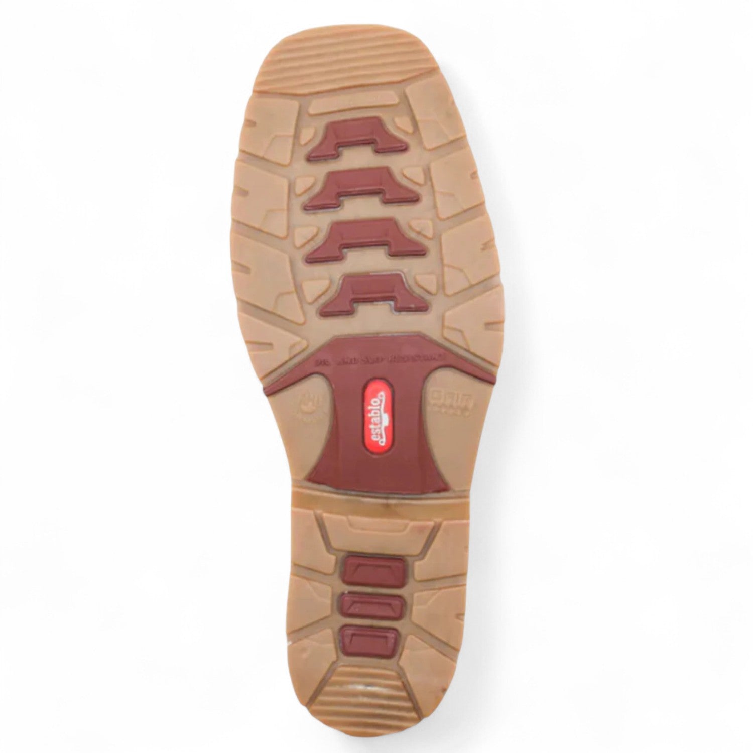 Establo Men´s Genuine Leather Pull-On Square Toe Work Boots - Honey Color - Sole View
