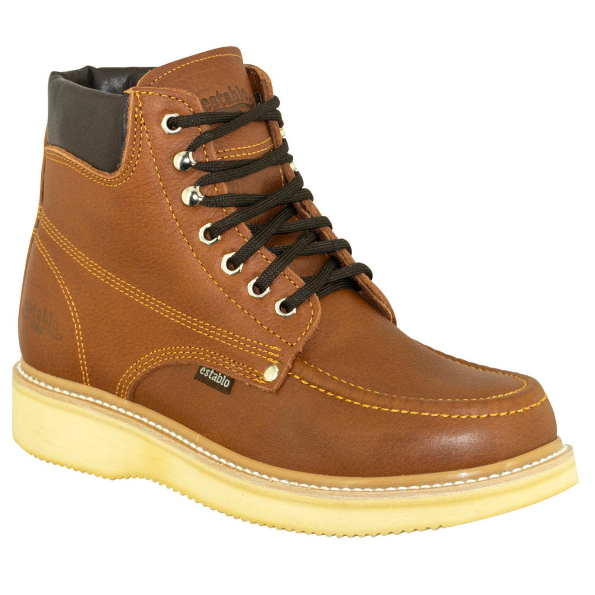 Establo Genuine Leather Mil Rayas Moc Toe Work Shoes - Soft Toe