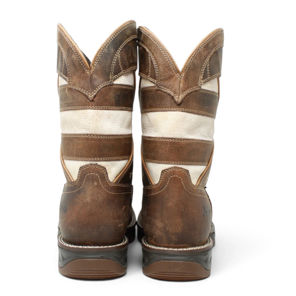 Acero Men´s Genuine Leather Square Toe Brown USA Flag Work Boot - Tan - Pair Back View