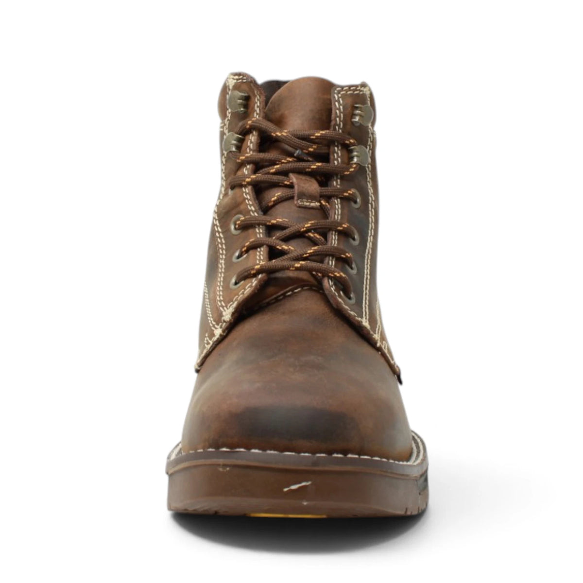 Tanner Mark Men´s Genuine Leather Lace-Up Square Toe Acero Work Boot - Red Brown - Front View