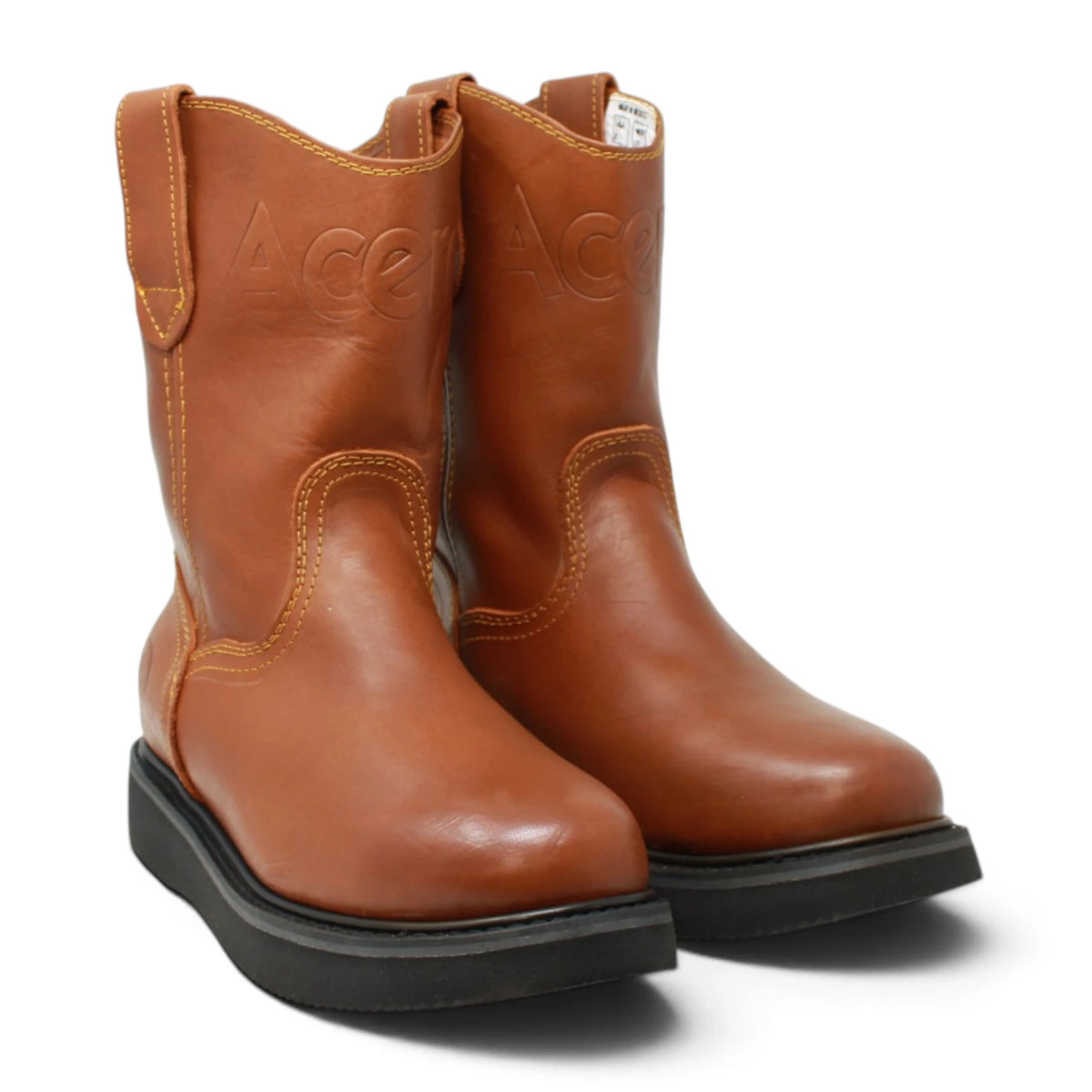 Acero Men´s Genuine Leather Round Roper Toe Work Boot - Grasso Honey - Pair Side View