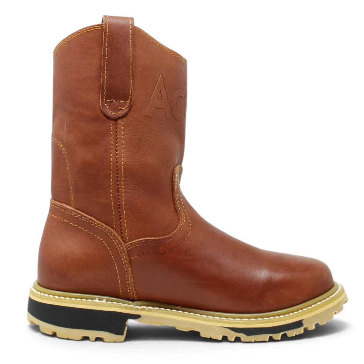 Acero Men´s Genuine Leather Round Roper Toe with Bicolor Sole Work Boot - Grasso Honey - Right Side View