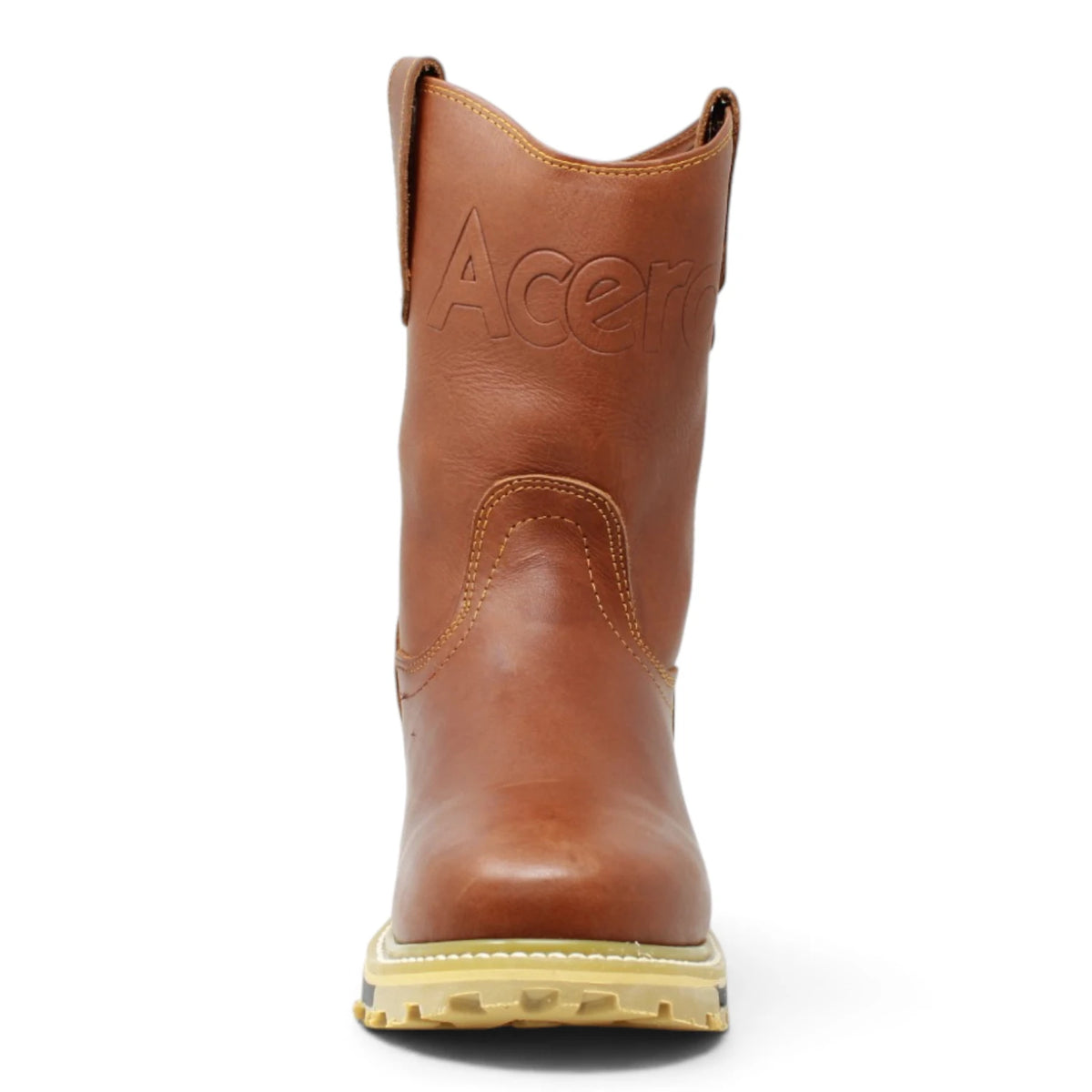 Acero Men´s Genuine Leather Round Roper Toe with Bicolor Sole Work Boot - Grasso Honey - Front View