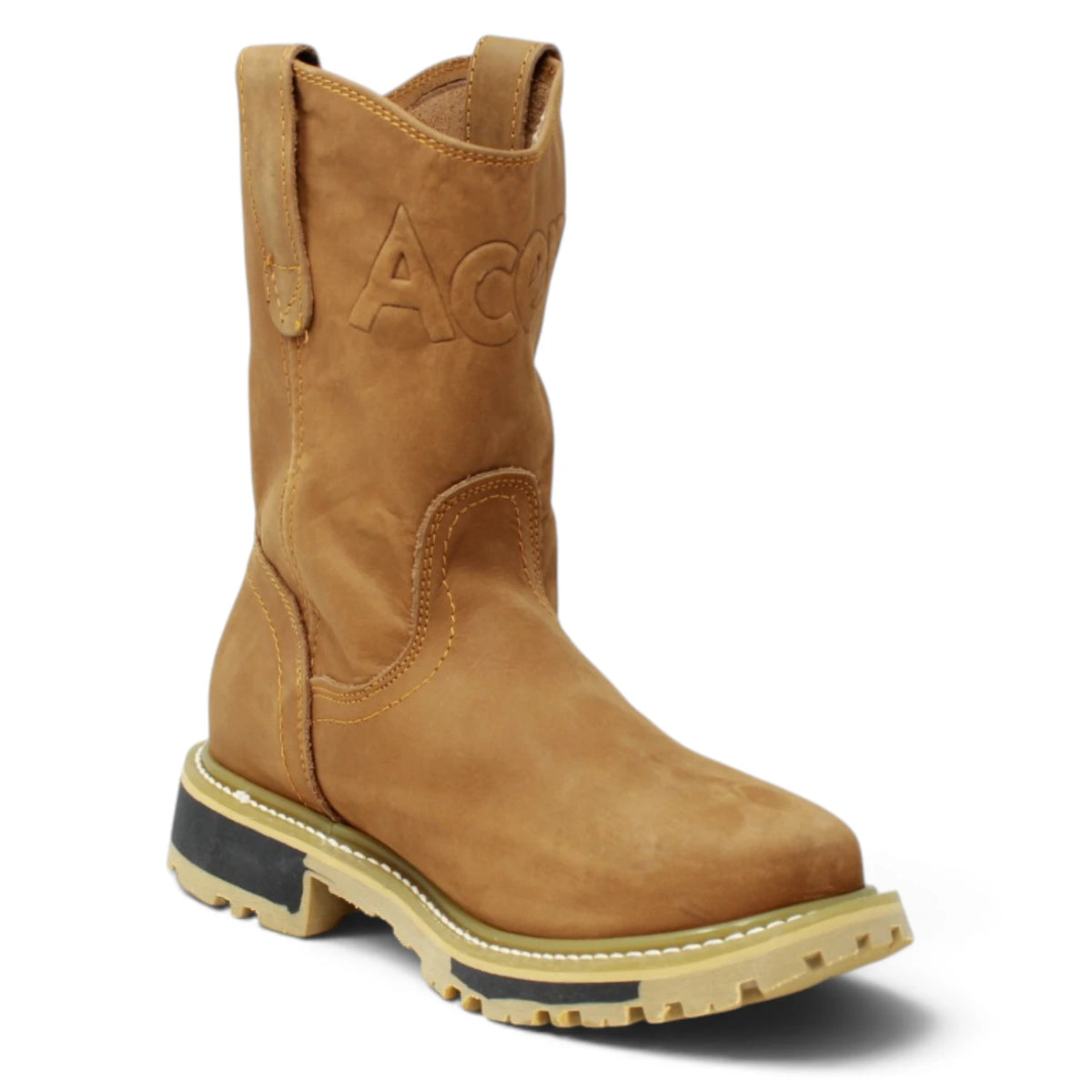Acero Men´s Genuine Leather Round Roper Toe with Bicolor Sole Work Boot - Sand - Side View