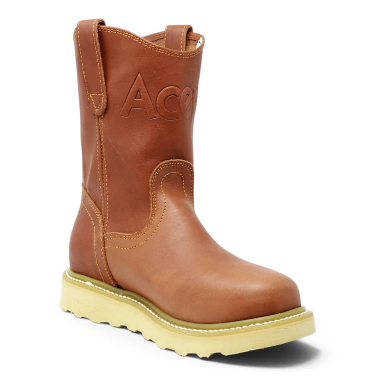 Acero Men´s Genuine Leather Round Roper Toe Work Boot - Grasso Honey - Side View