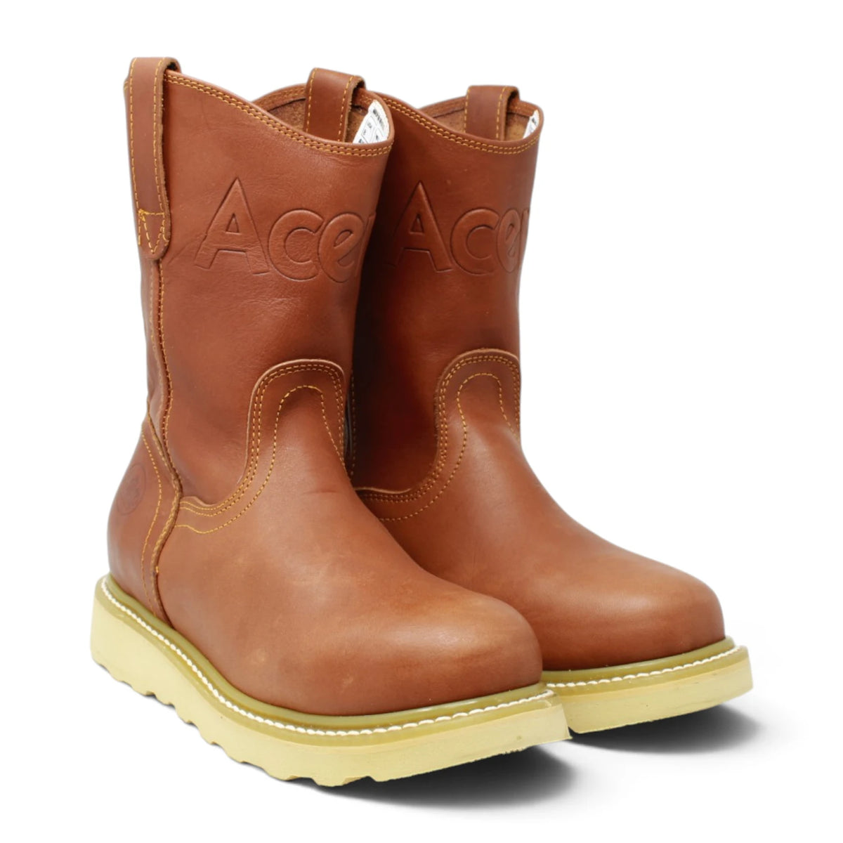 Acero Men´s Genuine Leather Round Roper Toe Work Boot - Grasso Honey - Pair Side View