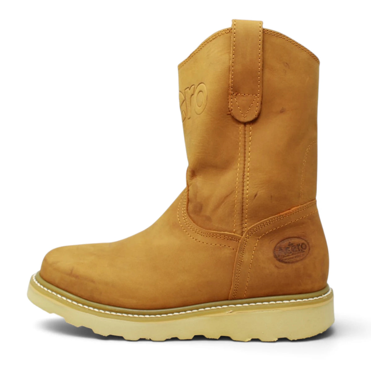 Acero Men´s Genuine Leather Round Roper Toe with Rhino Camel Sole Work Boot - Crazy Honey - Left Side View