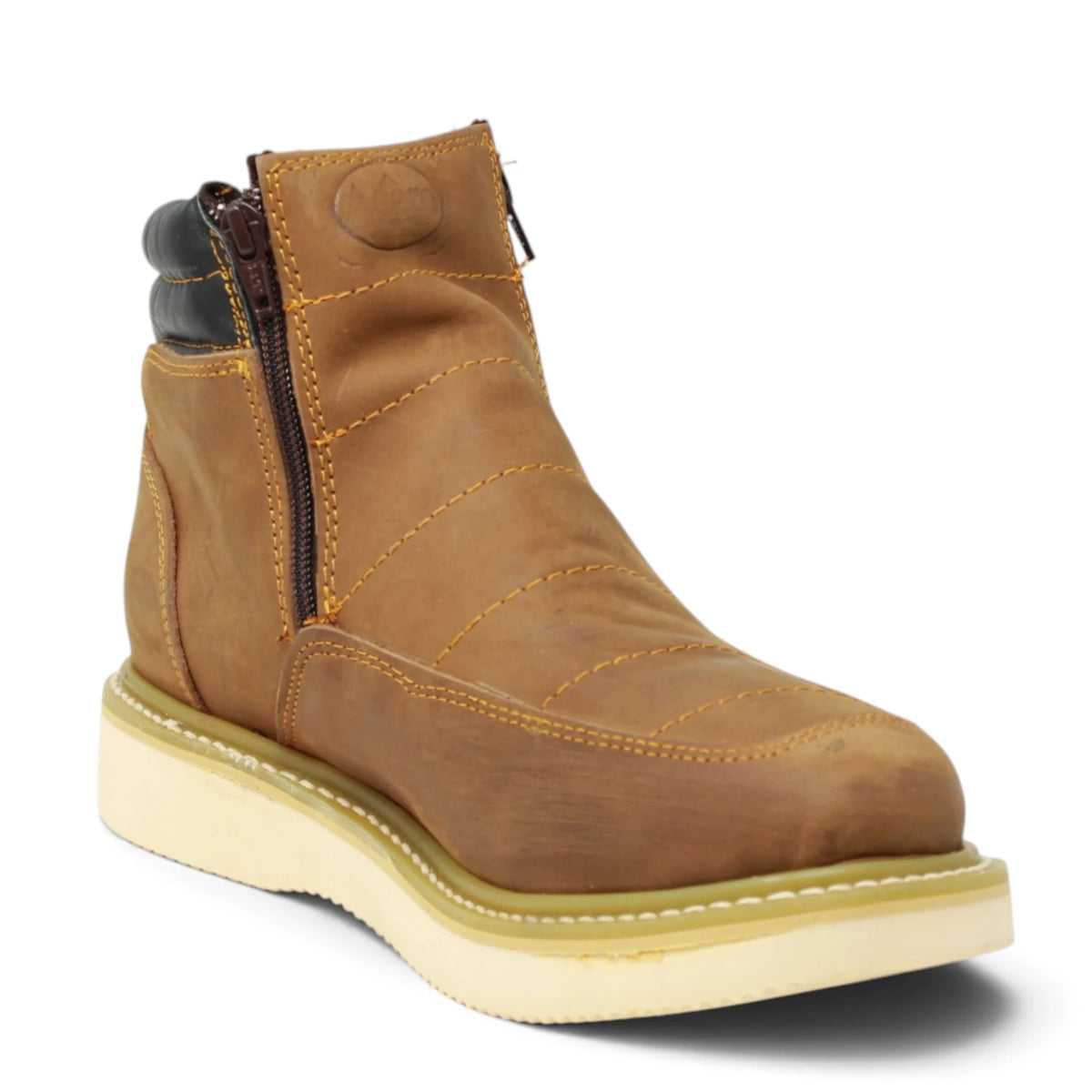 Acero Men´s Genuine Leather Round Toe with Zipper Ankle Work Boot - Crazy Sand - Side View