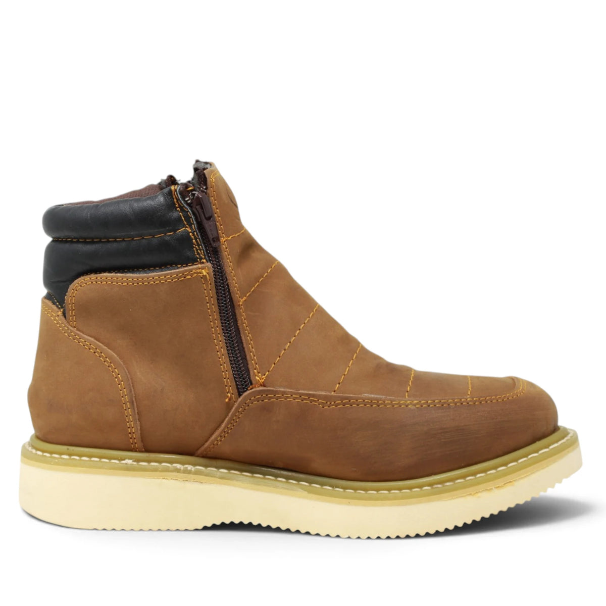 Acero Men´s Genuine Leather Round Toe with Zipper Ankle Work Boot - Crazy Sand - Right Side View
