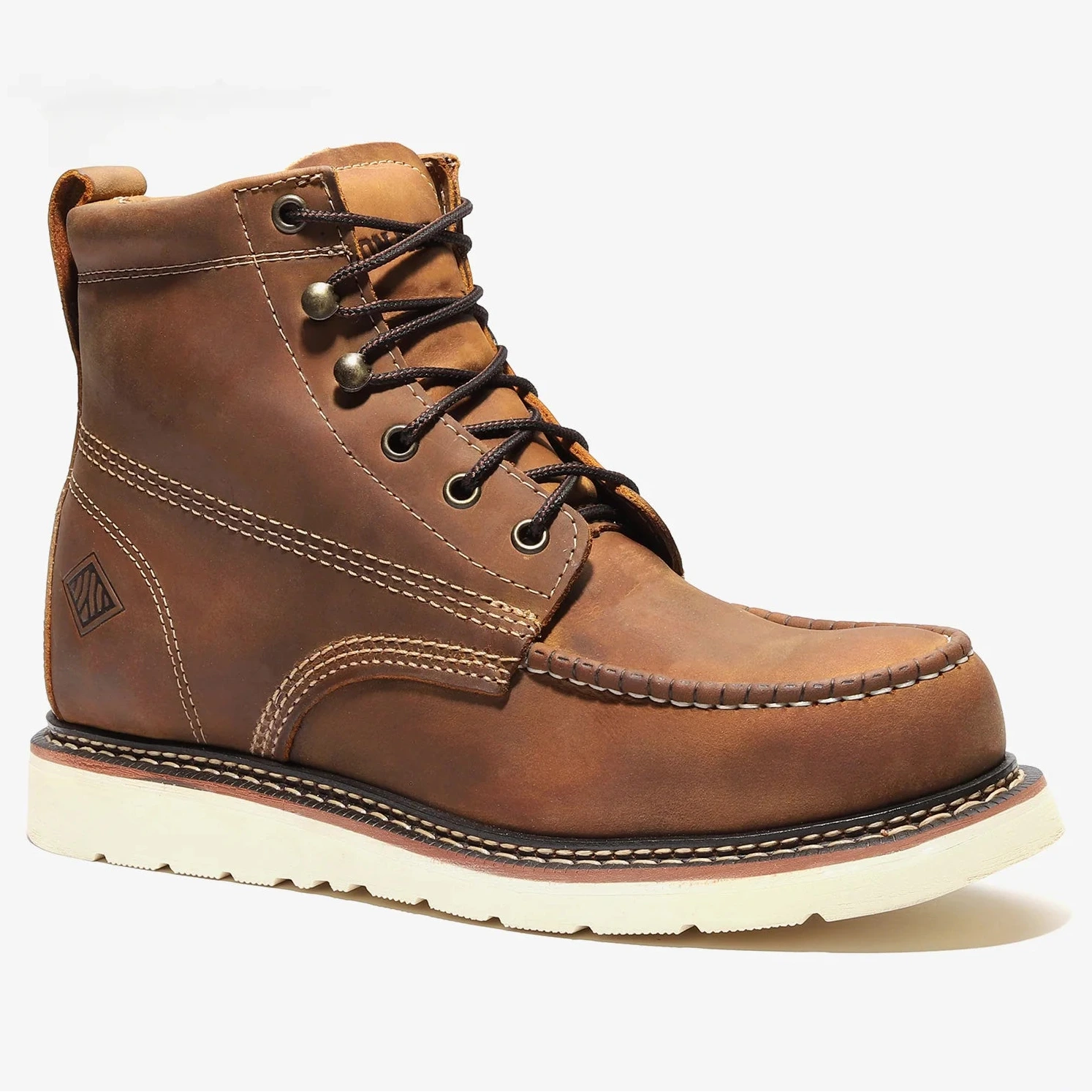 Bonanza Men´s Frontier Classic 6" Steel Moc Toe Work Boots - Crazy Brown - Side View