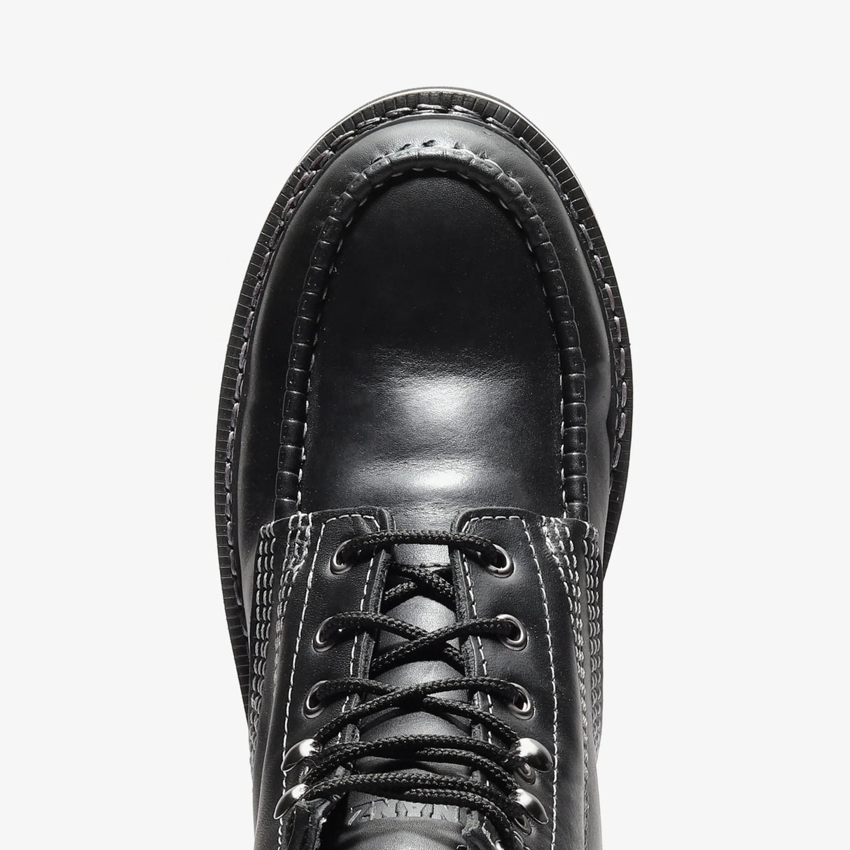 Jet Black Bonanza 6-inch moc toe work boots with durable leather and classic stitching