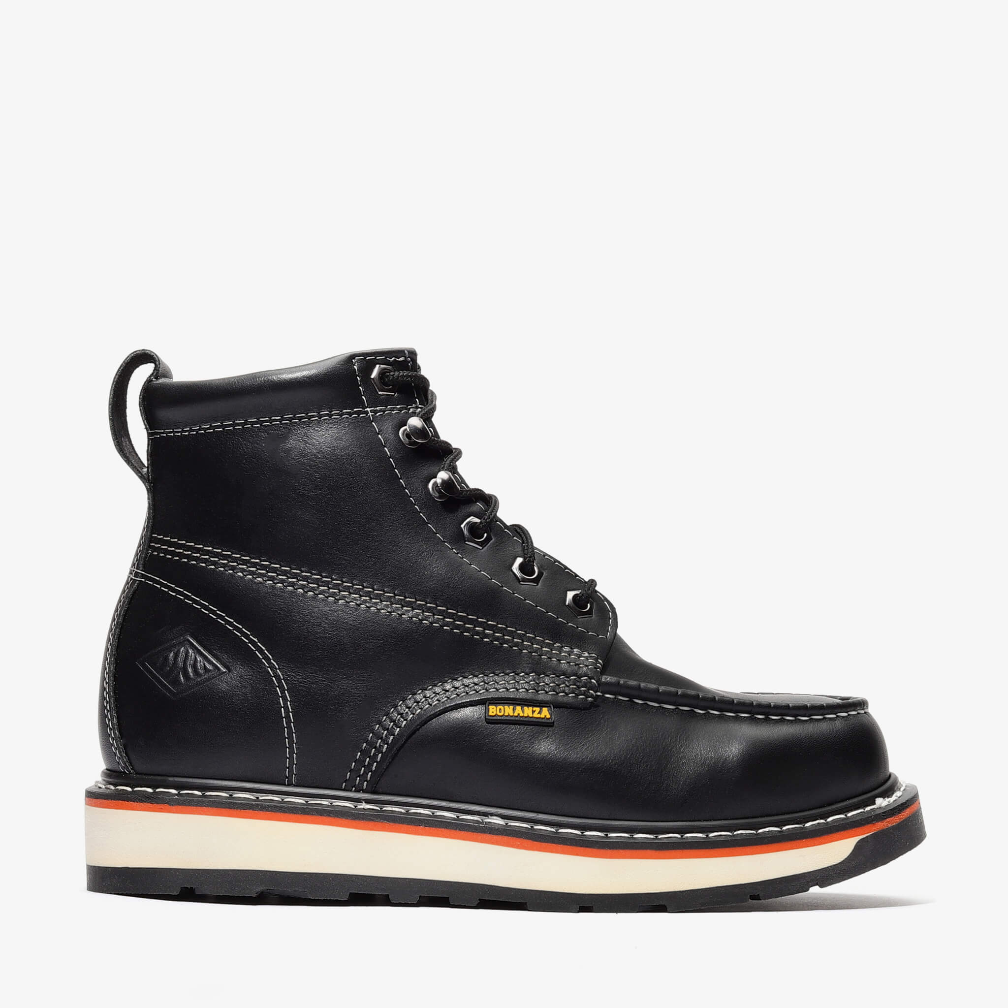 Bonanza Men´s Frontier Dual 6" Moc Toe Work Boots - Black - Right Side View