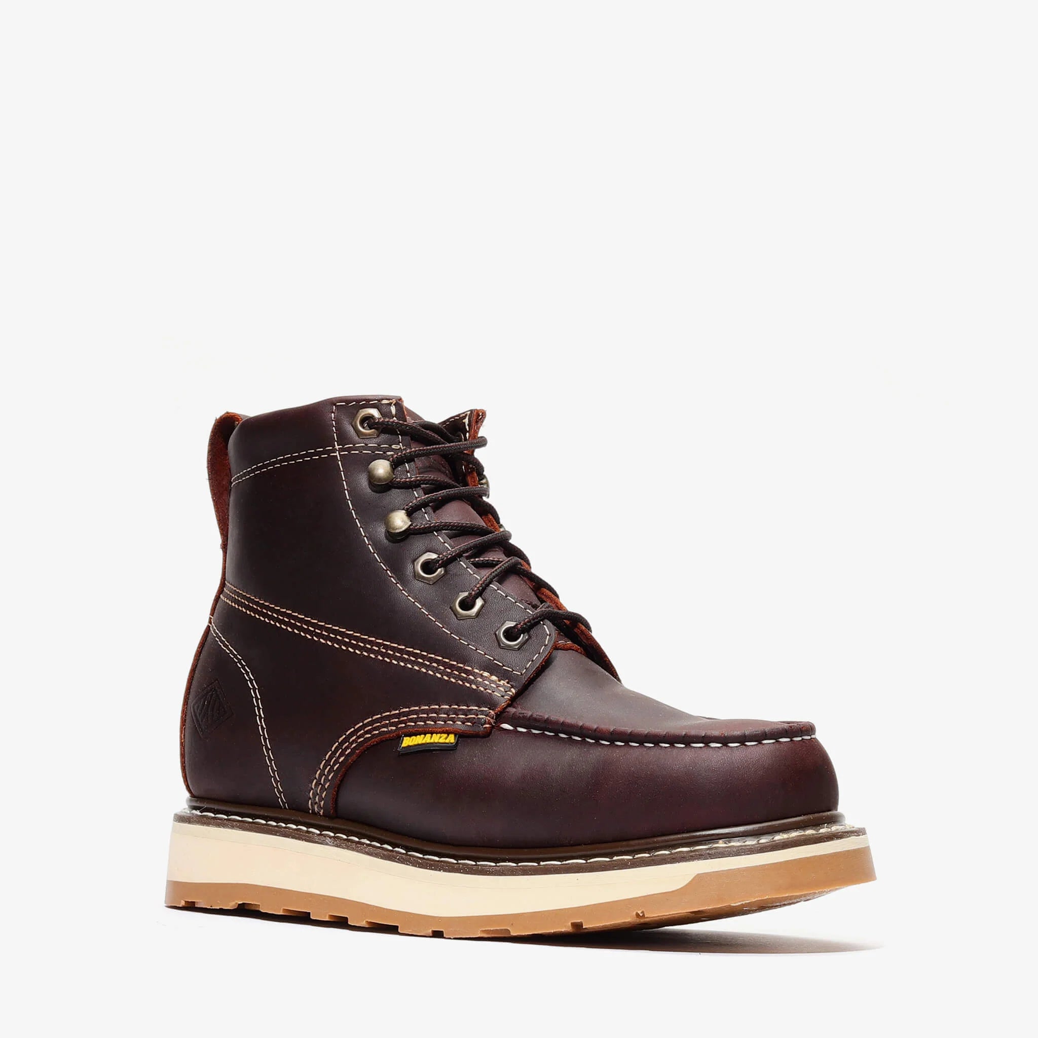Bonanza Men´s Frontier Dual 6" Steel Moc Toe Work Boots - Burgundy - Side View