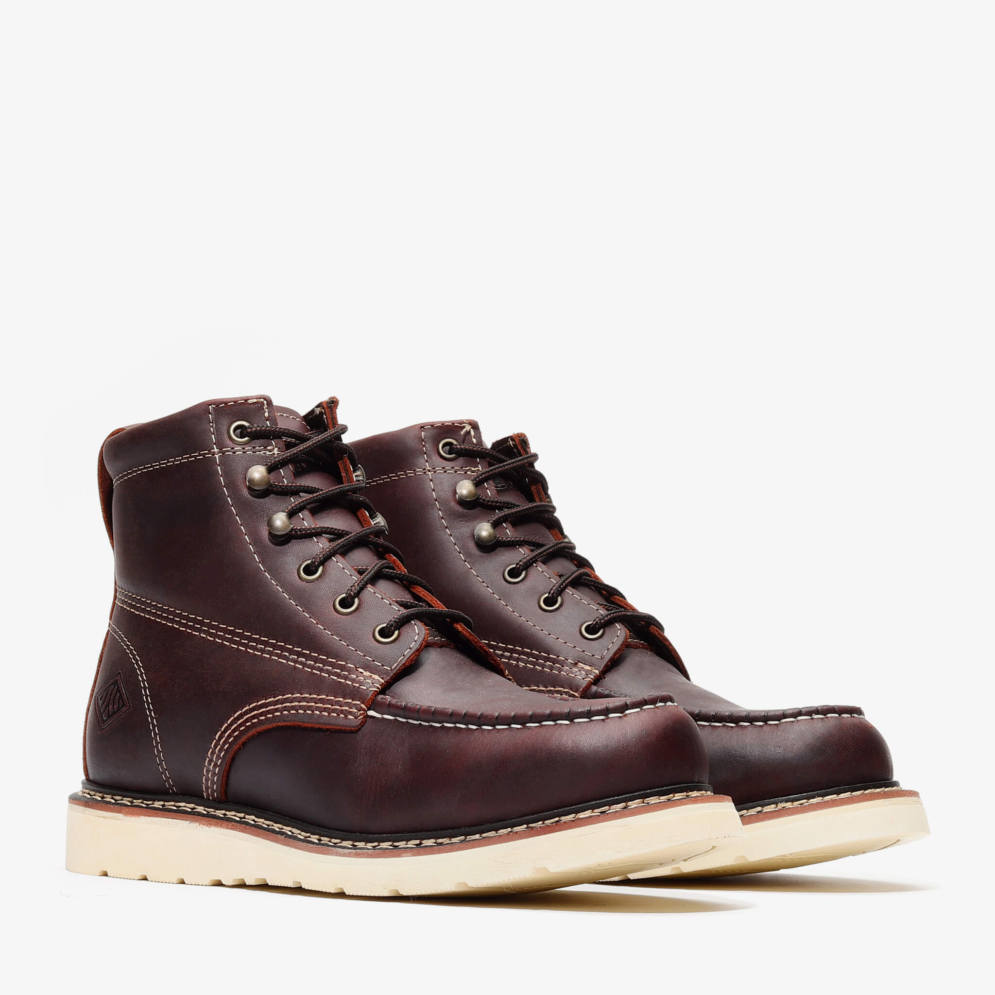 Bonanza Men´s Frontier Classic 6" Moc Toe Work Boots - Burgundy - Pair Side View
