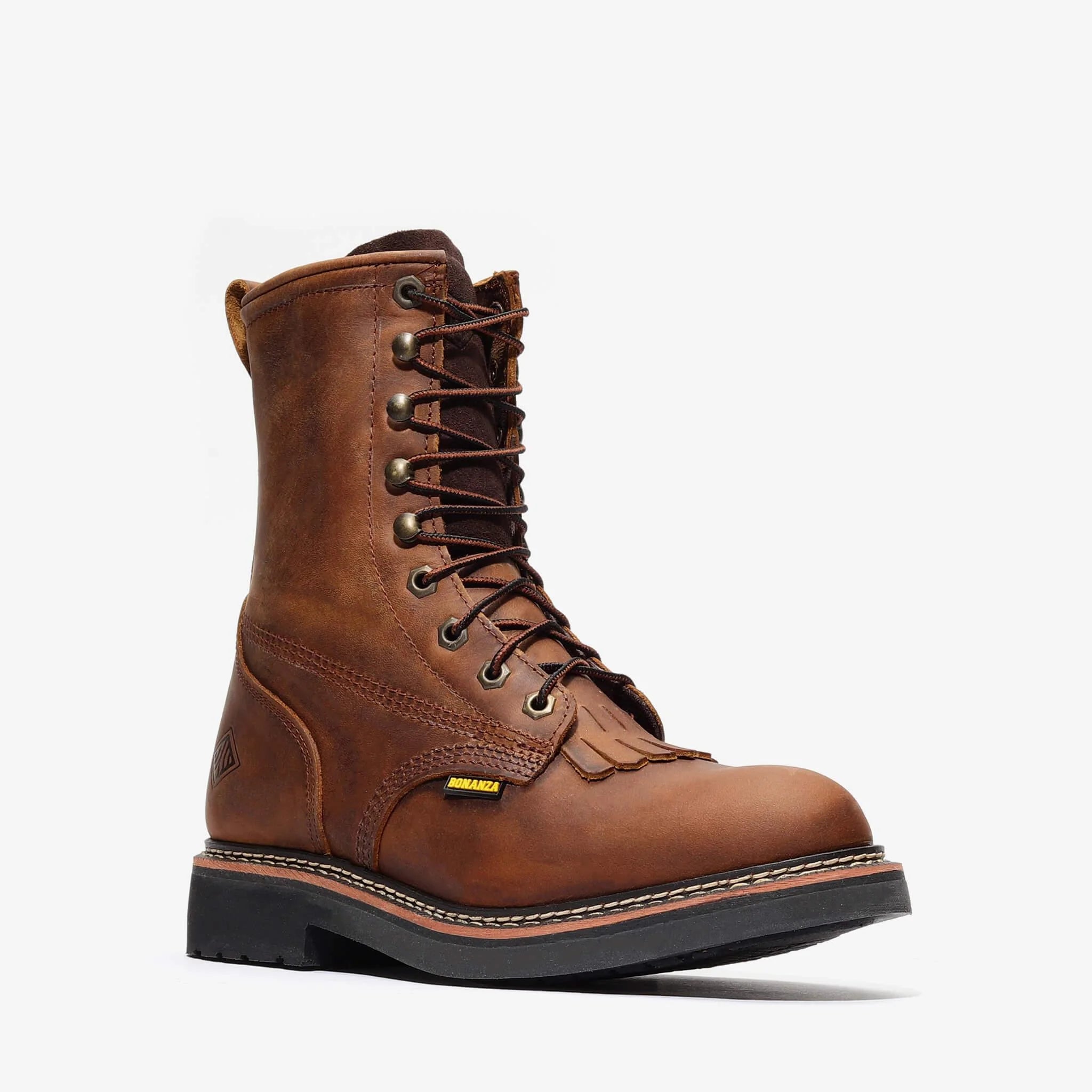 Bonanza Men´s Rancher Classic 8" Lacer Round Toe Work Boots - Crazy Brown - Side View