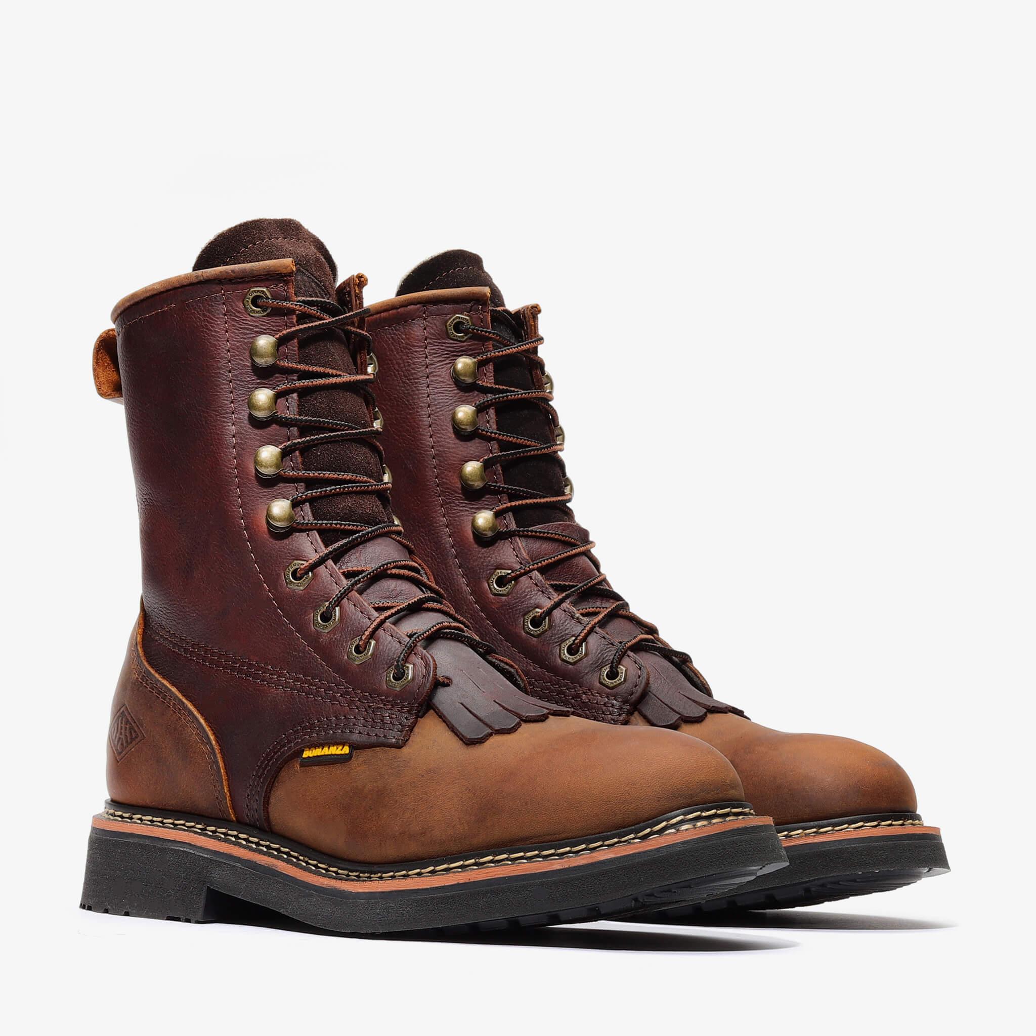 Bonanza Rancher Classic 8-inch lacer work boots in Crazy Brown leather