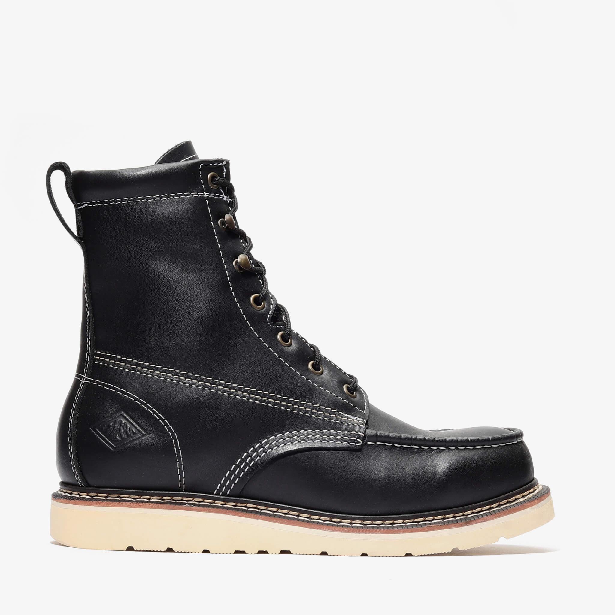 Bonanza Men´s Frontier Classic 8" Moc Toe Work Boots - Black - Right Side View