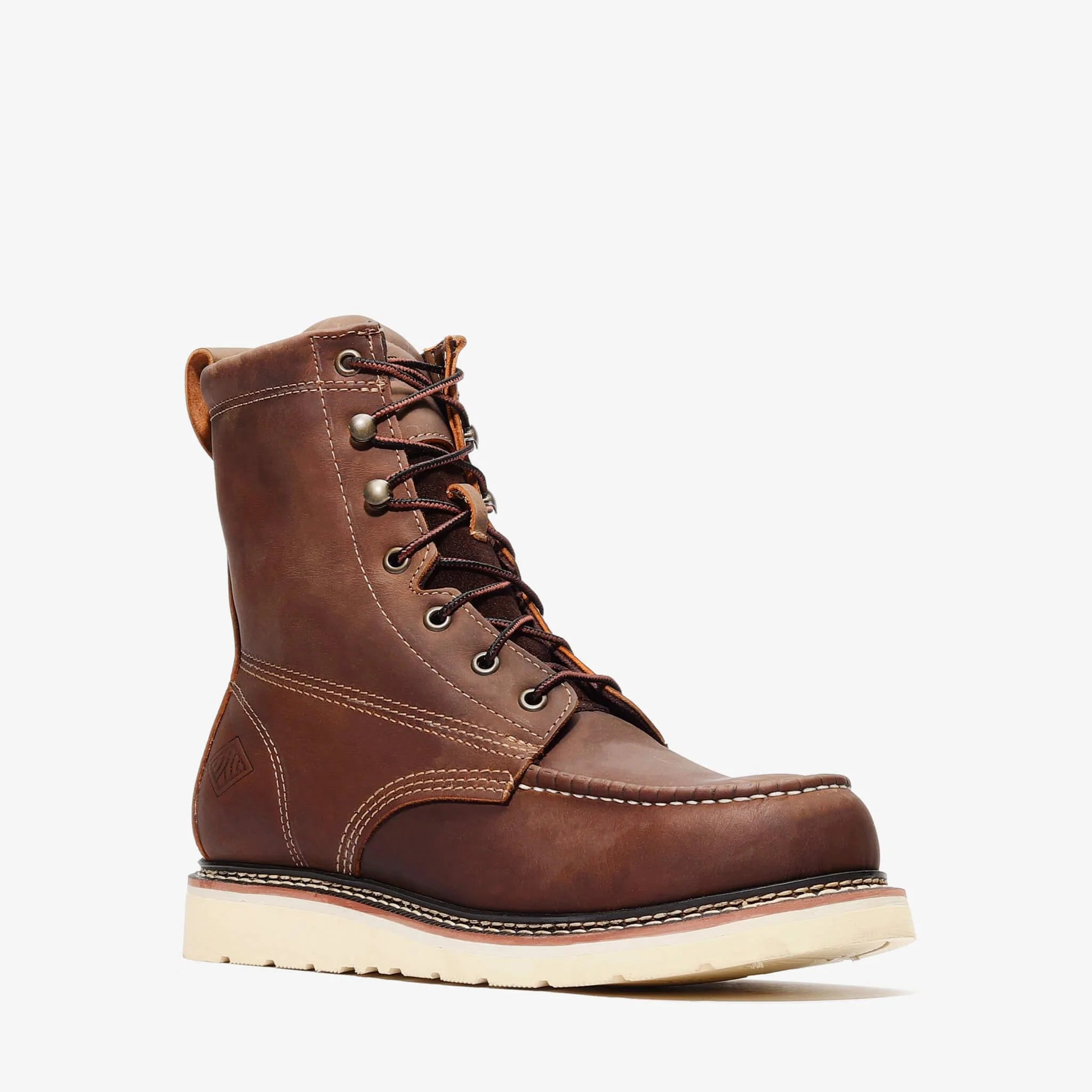 Bonanza Men´s Frontier Classic 8" Steel Moc Toe Work Boots - Crazy Brown - Side View