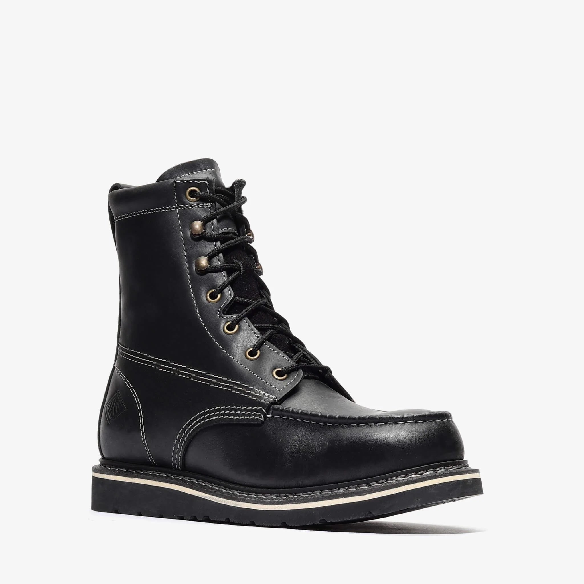 Bonanza Men´s Frontier Classic 8" Moc Toe Work Boots - Jet Black - Side View