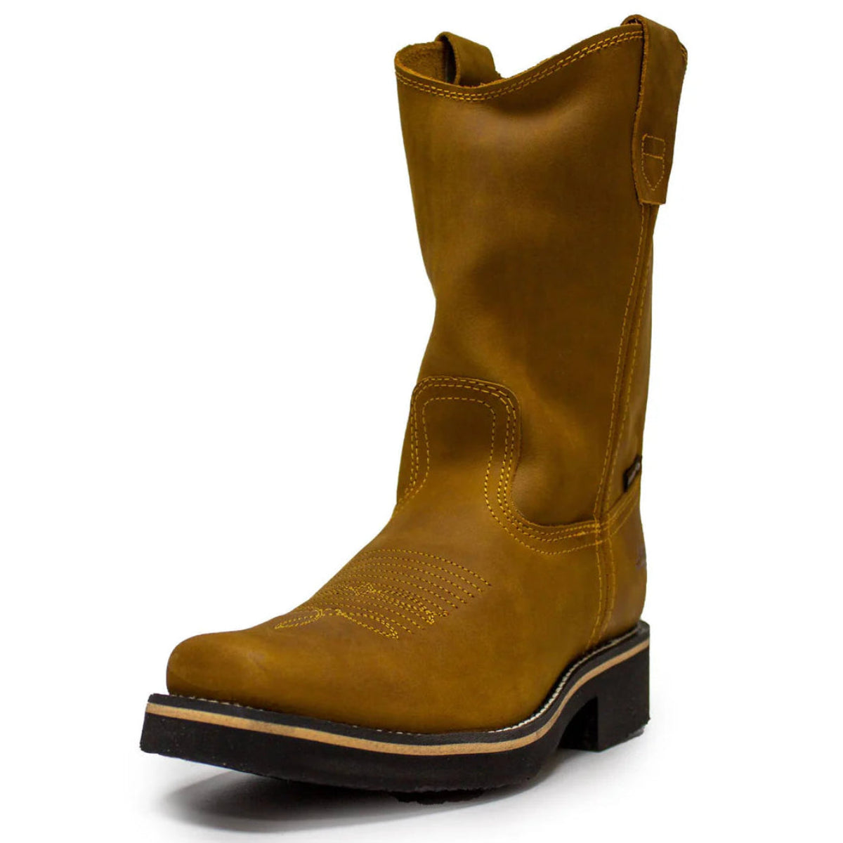 Establo Genuine Leather Pull-On Square Toe Work Boots - Soft Toe (Mango)