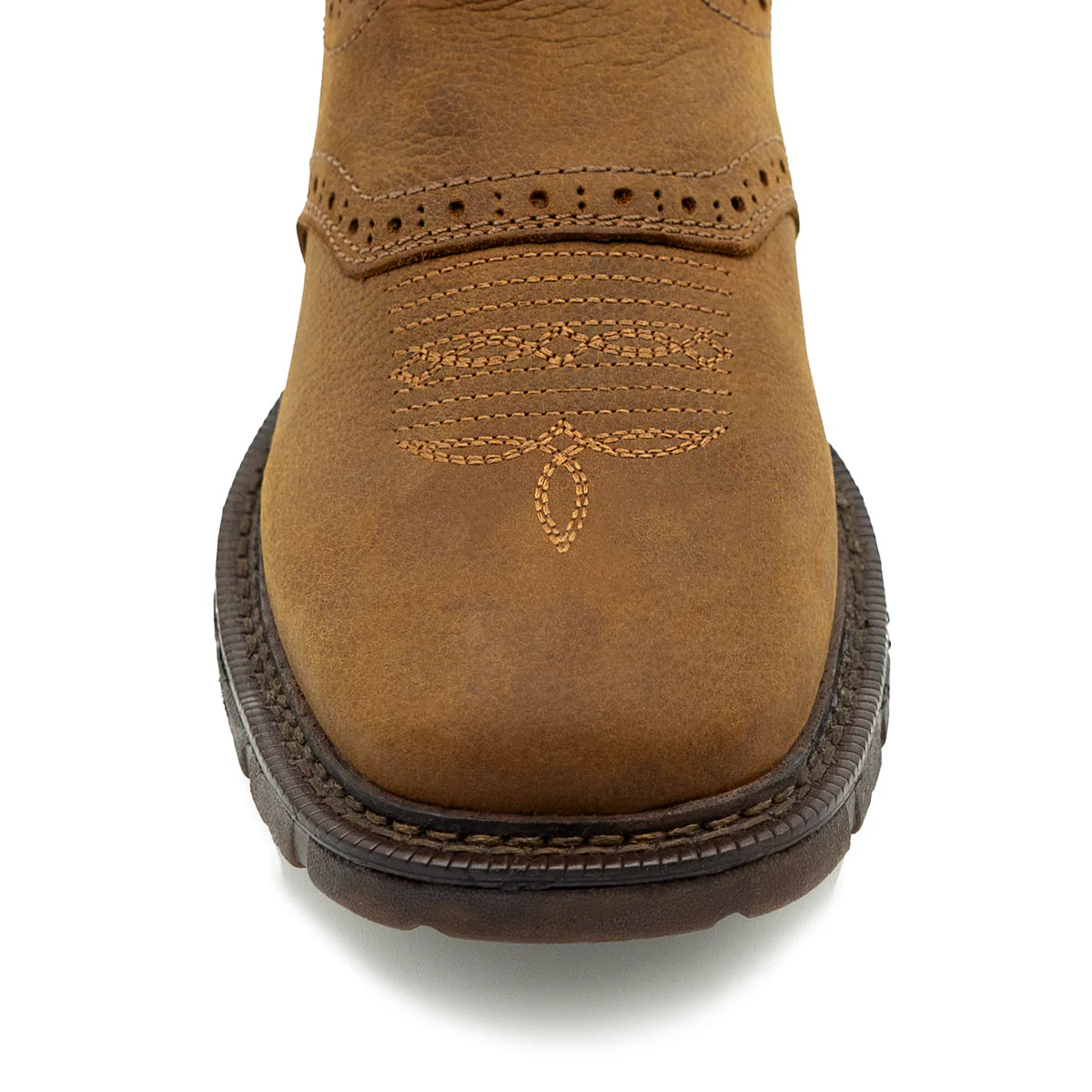 Cebu Men´s Comanche 10" Soft Square Toe Western Work Boots - Camel - Toe View