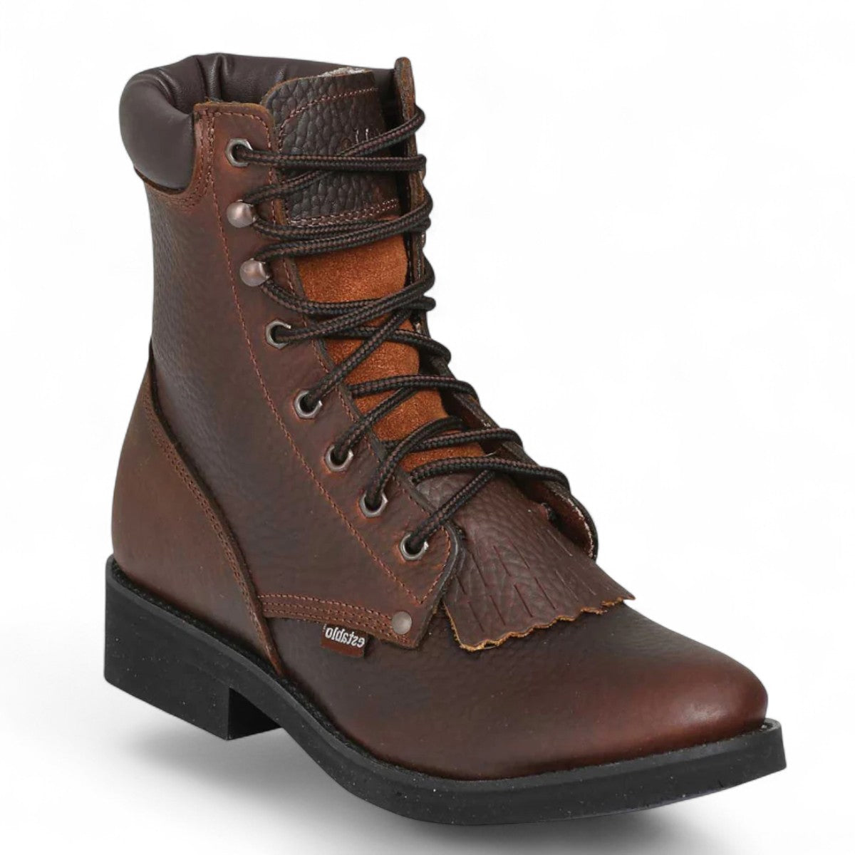 Establo Genuine Leather Moc Toe Lace-Up Work Shoes - Soft Toe