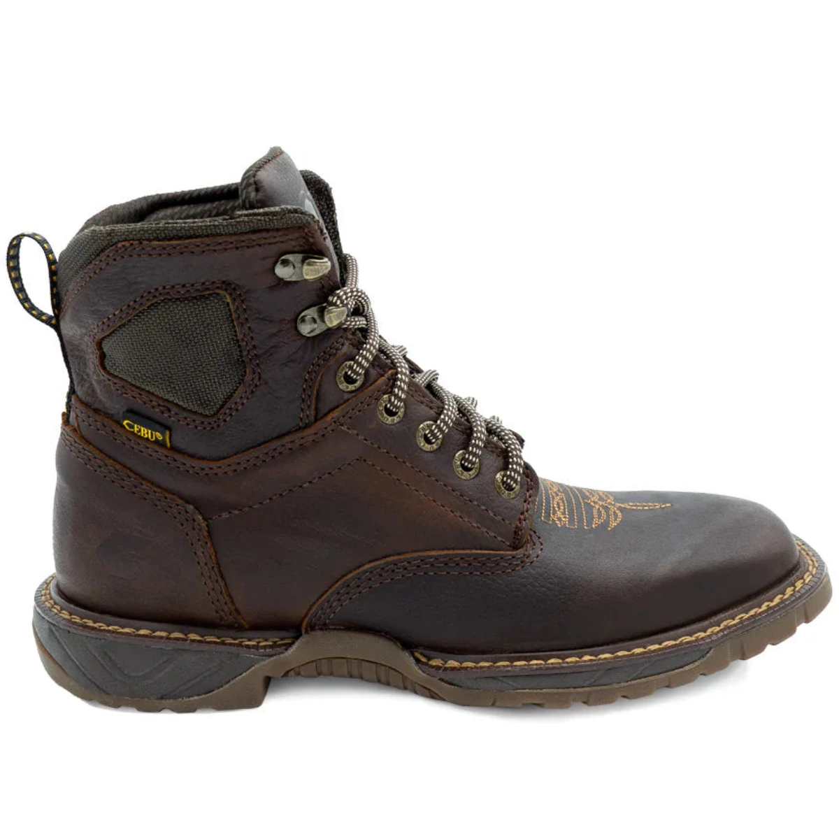 Botas de trabajo Cebu Hawk con cordones y punta cuadrada - Punta blanda (marrón)