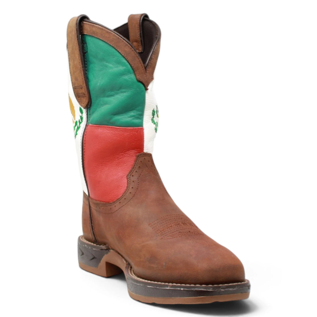 American West Men´s Genuine Leather Mexican Flag Work Boot - Brown - Side View