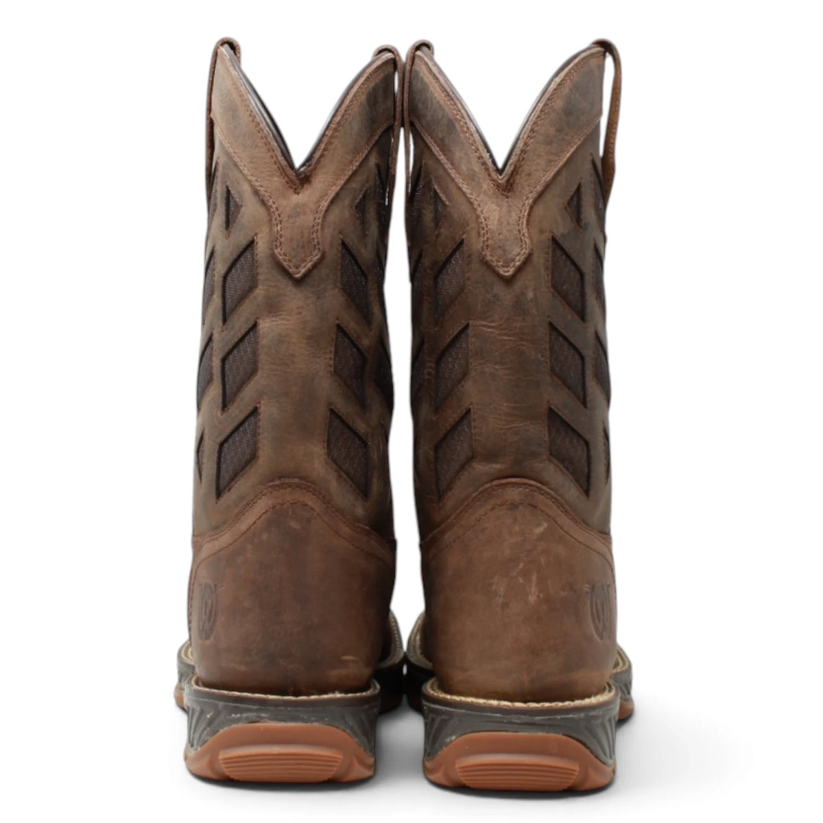 American West Men´s Genuine Leather Soft Toe Work Boot - Brown - Pair Back View
