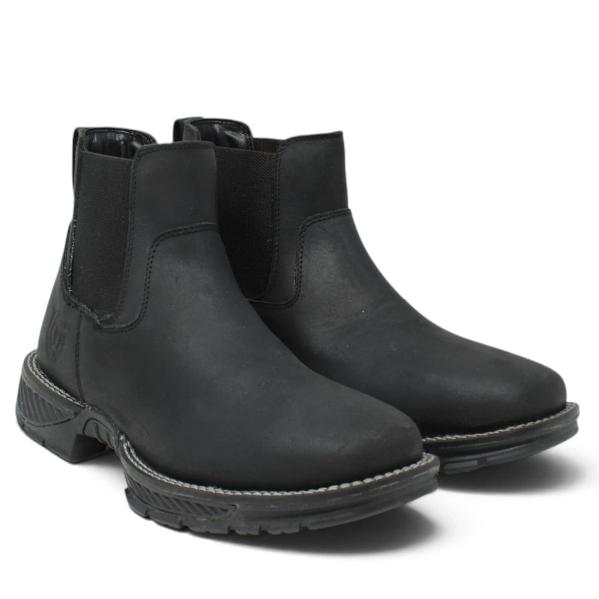 American West Men´s Genuine Leather Soft Toe Ankle Work Boot - Black - Pair Side View