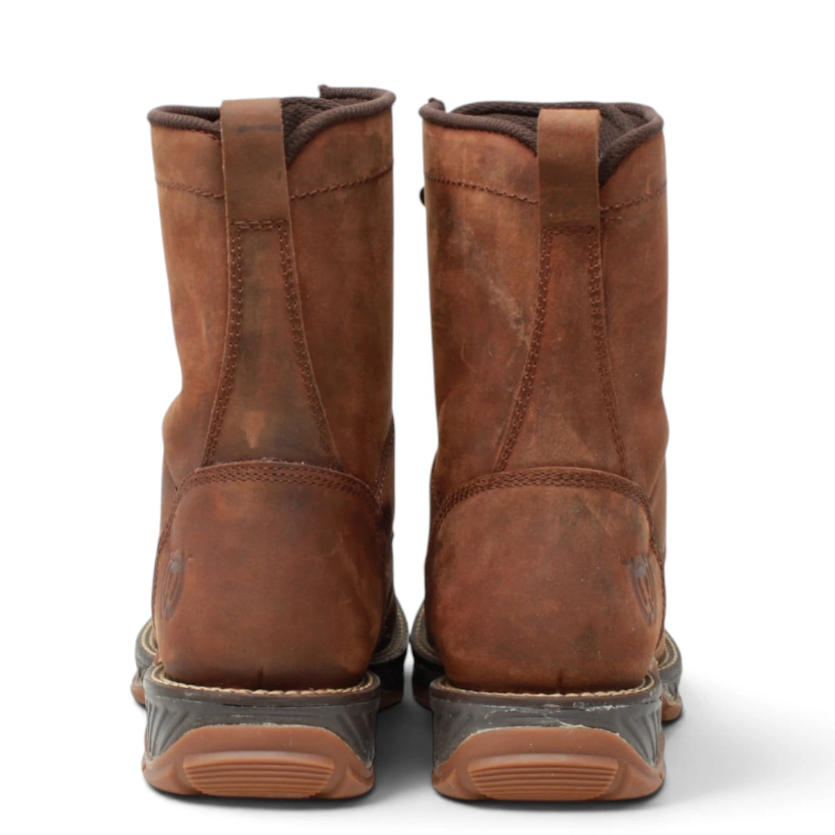 American West Men´s Genuine Leather Lace-Up Composite Toe Work Boot - Brown - Pair Back View