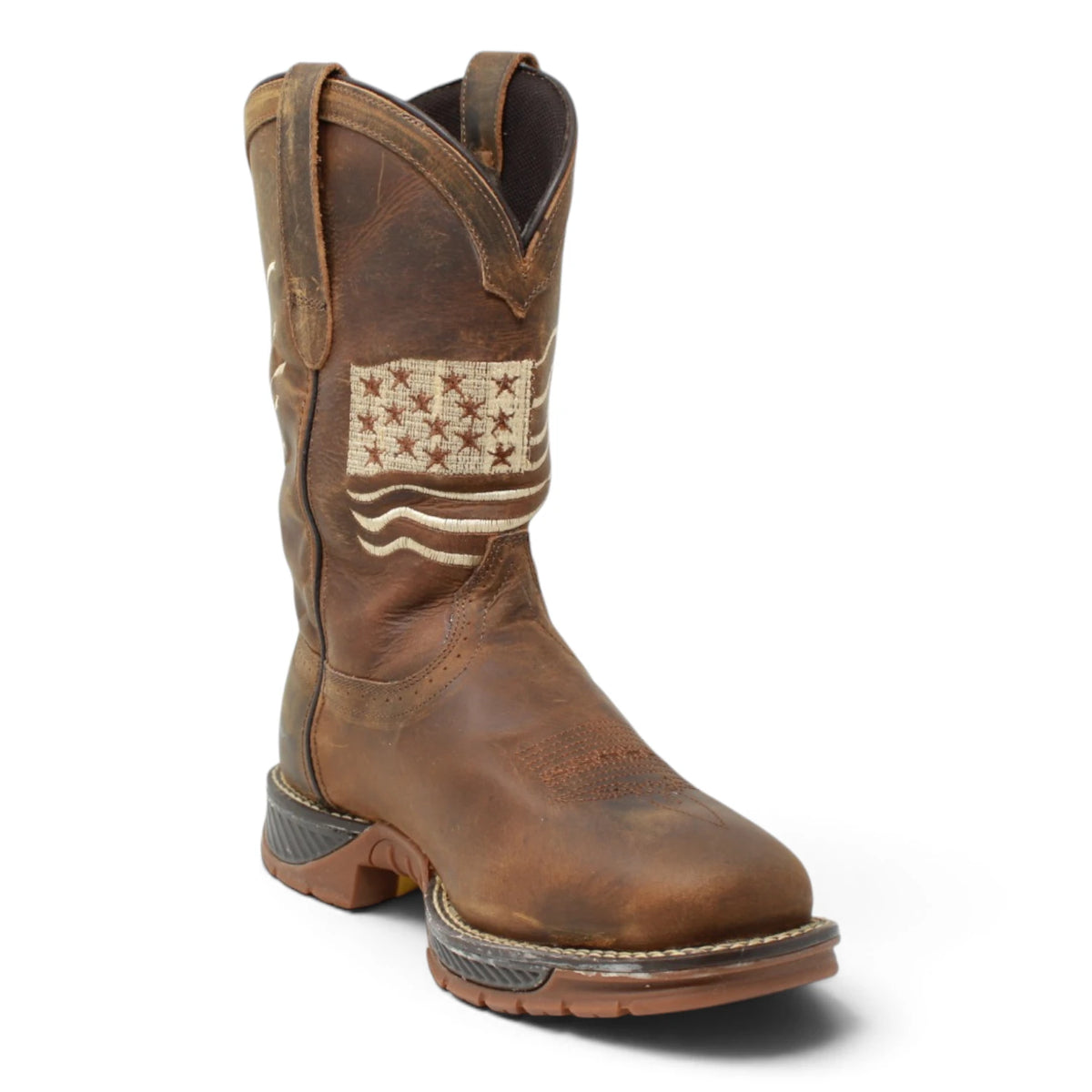 American West Men´s Genuine Leather US Flag Composite Toe Work Boot - Brown - Side View