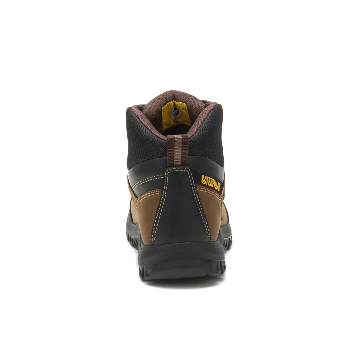 Men's Threshold waterproof work boots in real brown by CAT back view