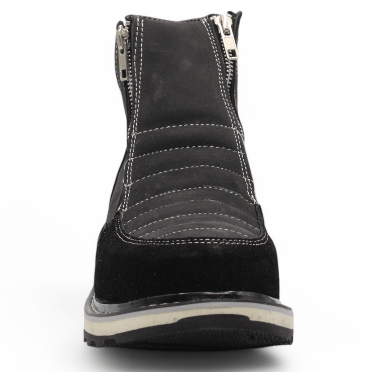 Hooch Boots Boots Men’s Genuine Leather Round Toe Work Shoes Black Color – Hooch Boots - Front View