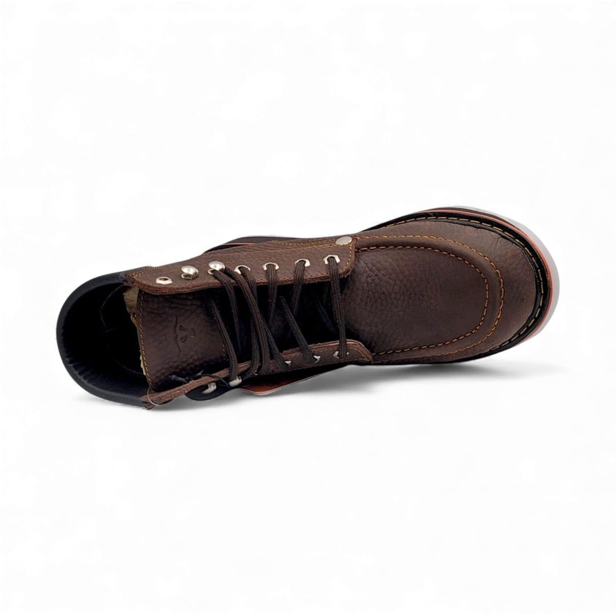 Hooch Boots H801T94 men's 6-inch chocolate genuine leather moc toe work boots top view
