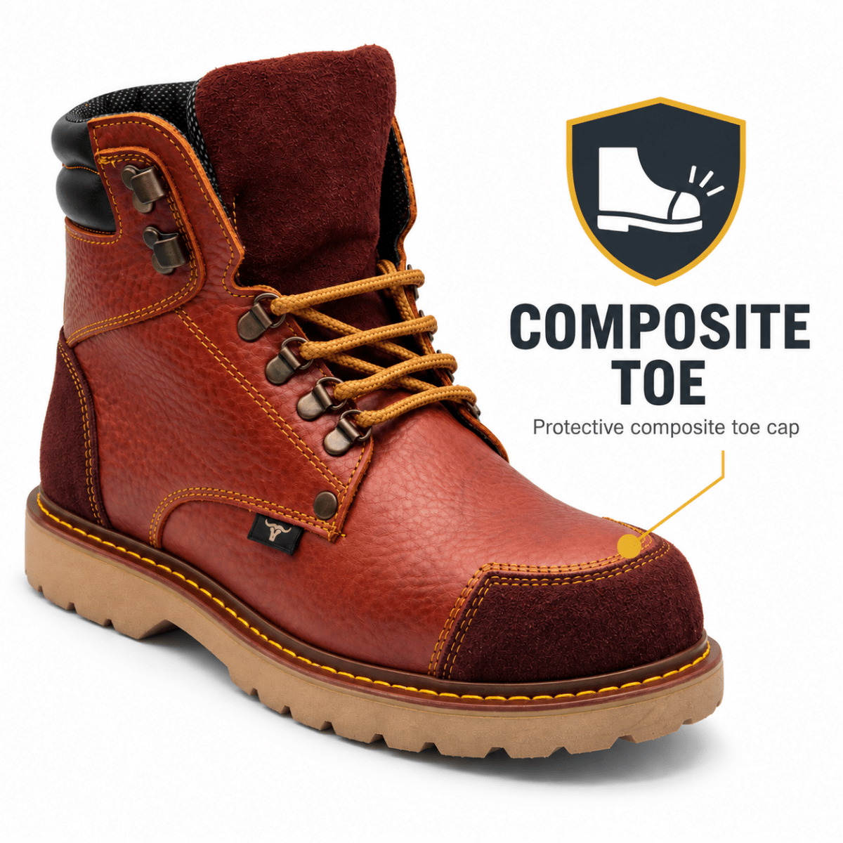 Hooch Boots H70350 men's Shedron leather composite toe work boots angle view