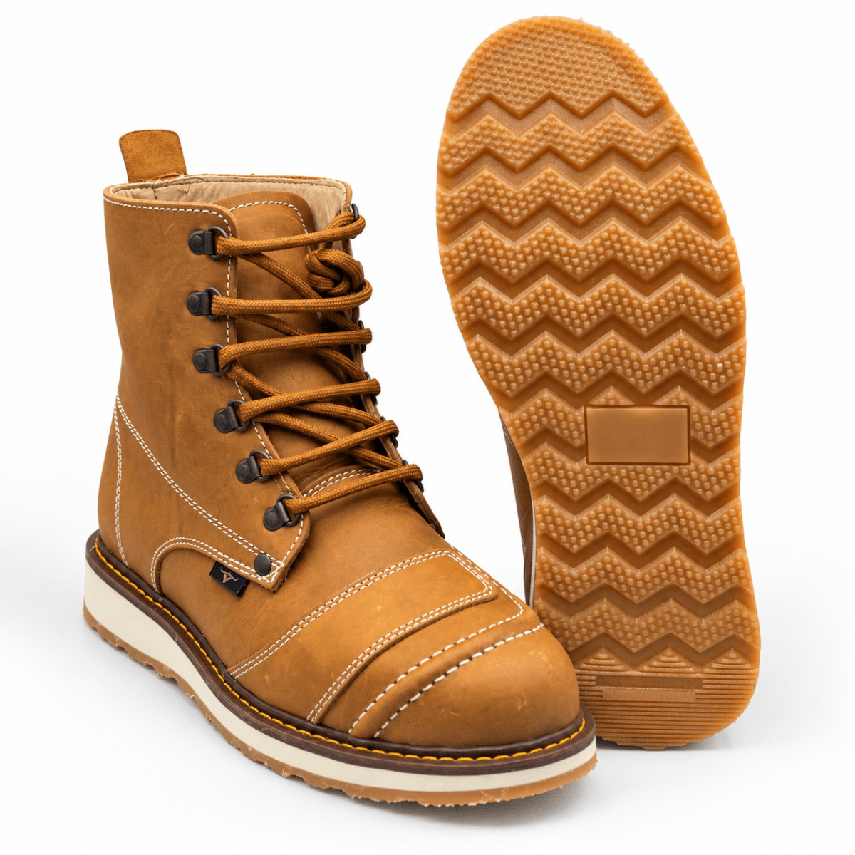 Hooch Boots H50151 men's Honey Crazy Horse leather round toe work boots sole view