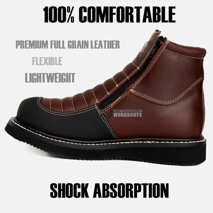 Hammer Men´s Dual Zipper Comfort Soft Round Toe Work Boots - Wine - Left Side View