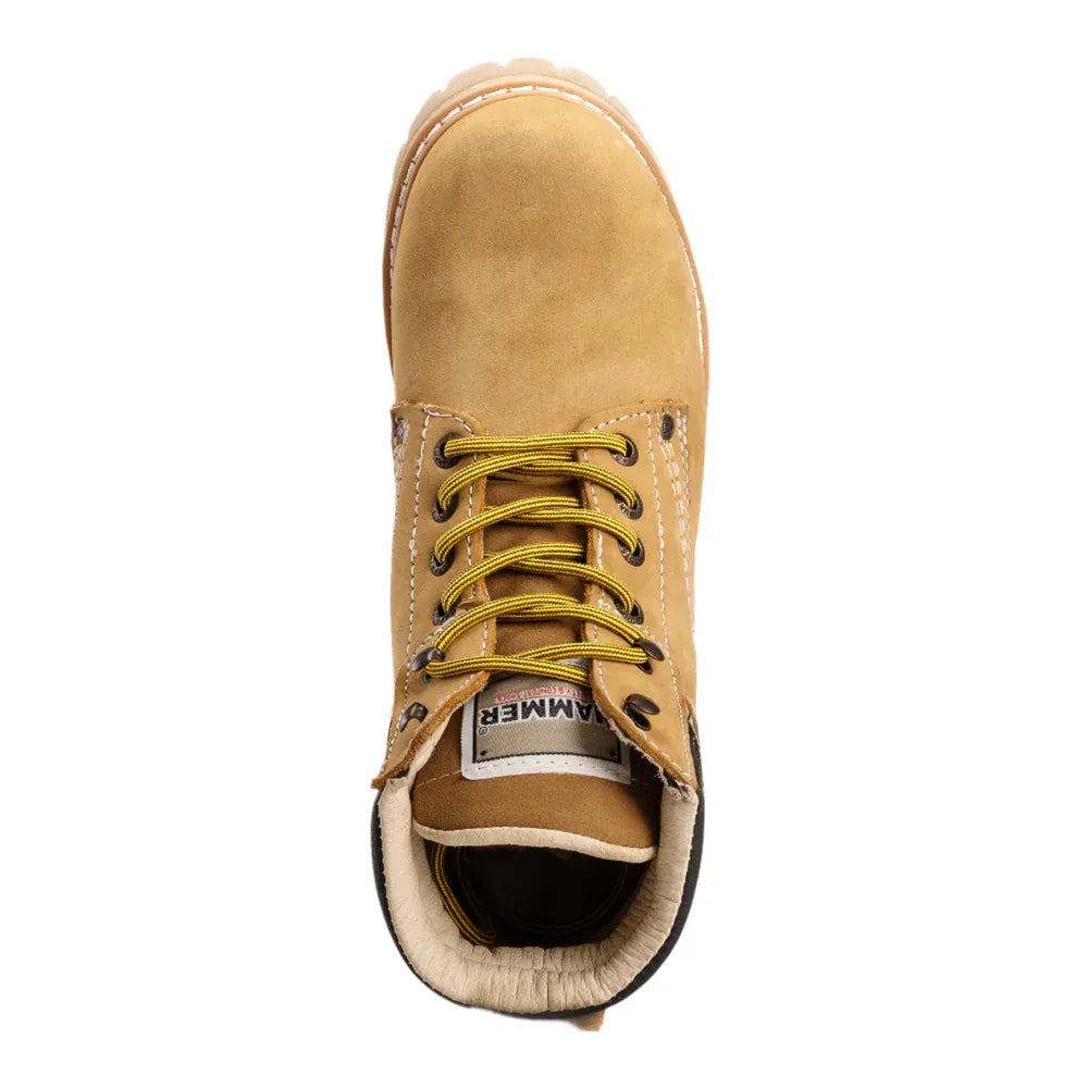 Hammer Men's Murphy Tractor Sole Suede Leather Soft Round Toe Work Boots - Honey - Top View