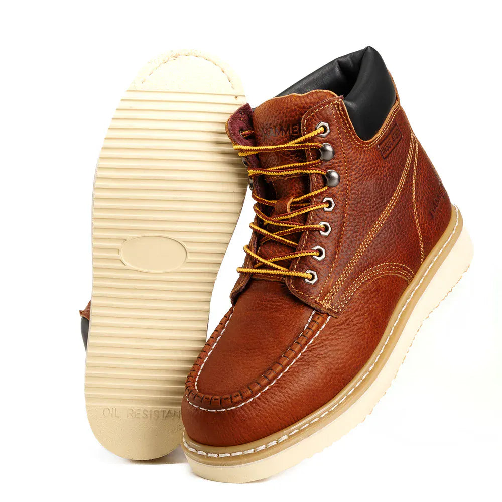 Hammer Men's Hunter Soft Moc Toe Work Boot - Tan - Side/Sole View