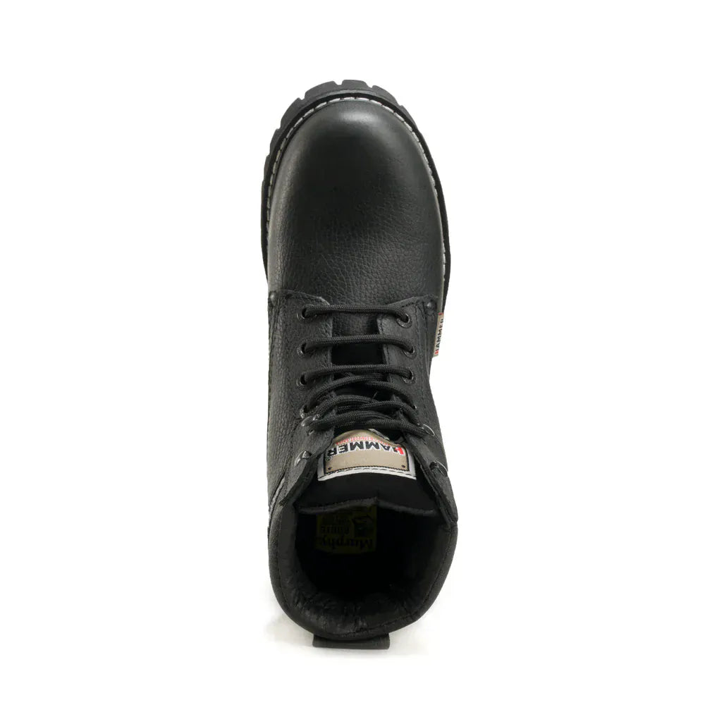 Hammer Men's Murphy Tractor Sole Leather Soft Round Toe Work Boots - Black - Top View