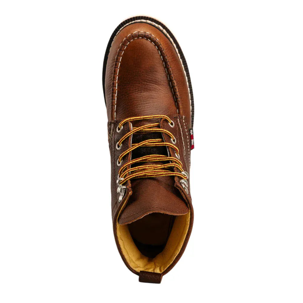King Welt Men´s Apache 6” Premium Full-Grain Leather Soft Moc Toe Work Boots - Dark Brown - Toe View