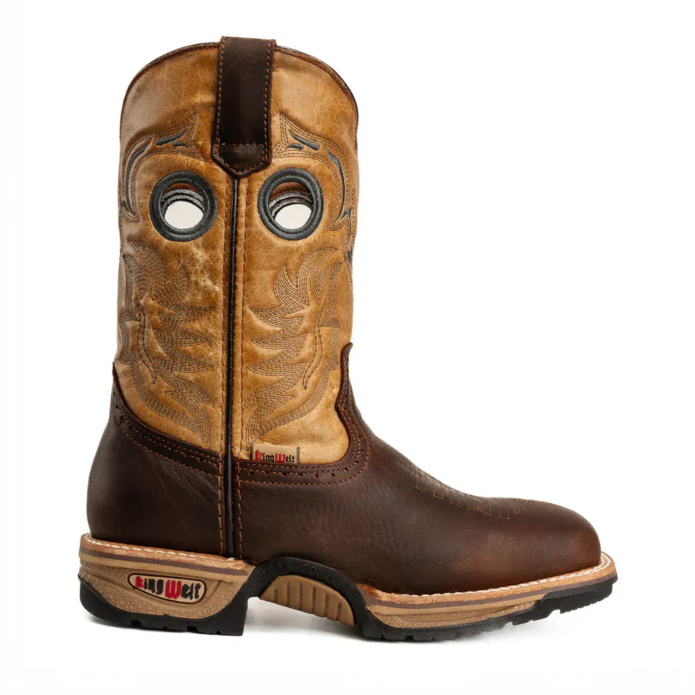 King Welt Boots Buffalo 9" Men's Western Work Boot Soft Toe Brown Color - King Welt