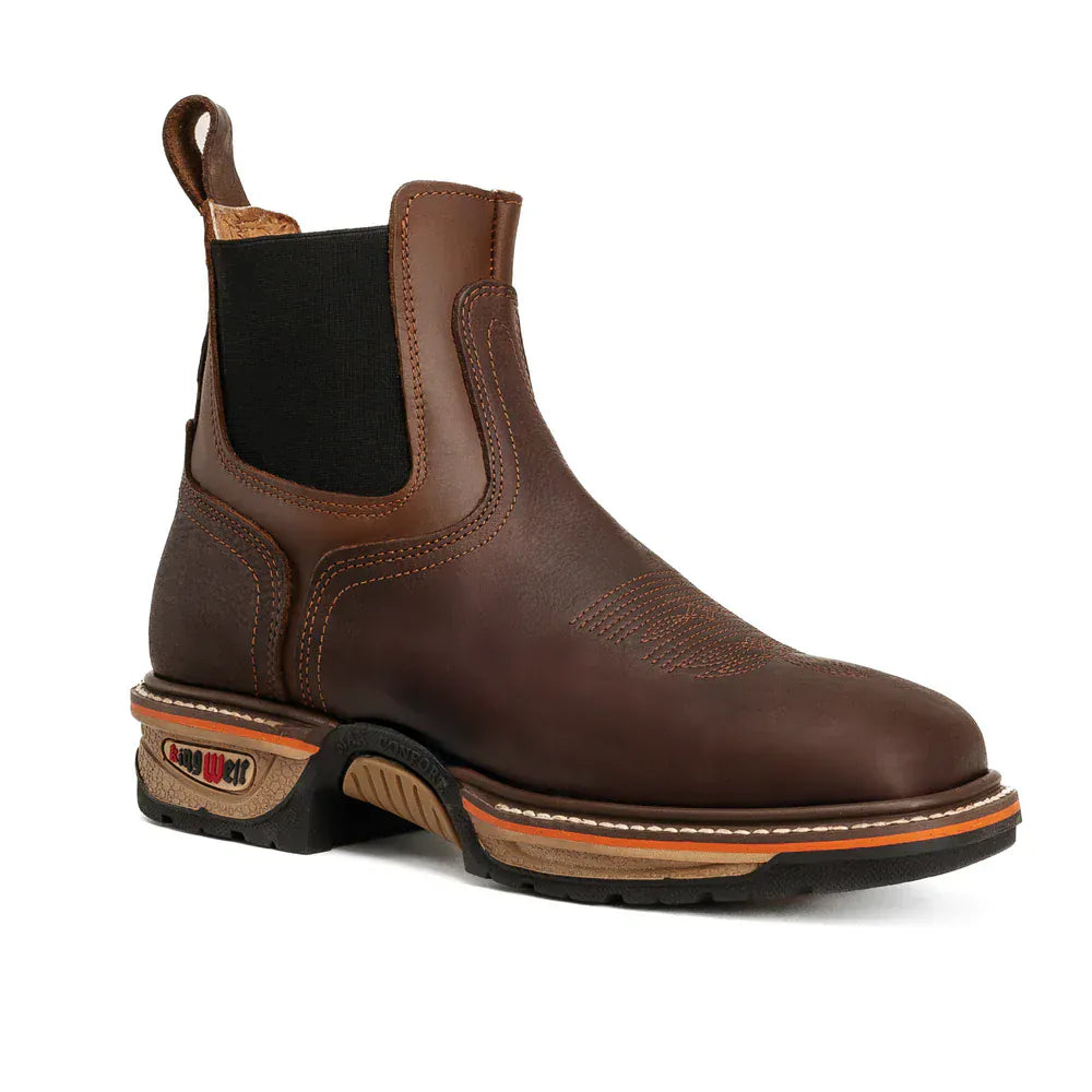 King Welt Men´s Buffalo Razor 6" Chelsea Lightweight Square Soft Toe Work Boots - Brown - Side View