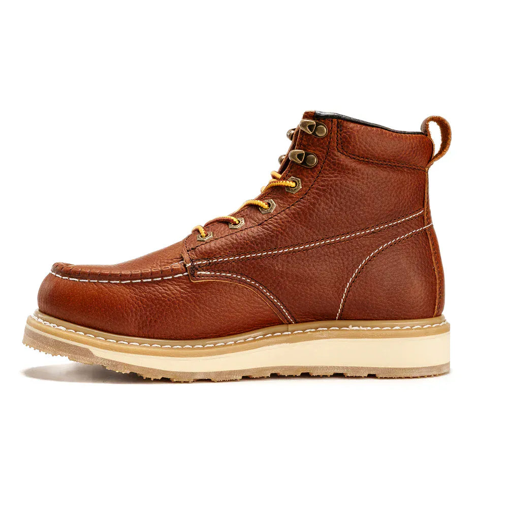 King Welt Men´s Full-Grain Leather 6" Wedge Calexico Soft Moc Toe Work Boots - Tan - Left Side View