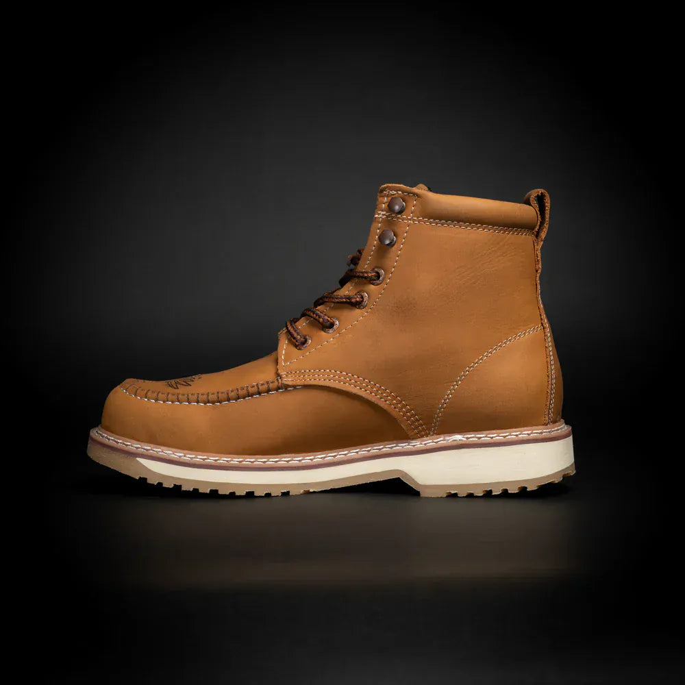 King Welt Boots Men's Patriot 6" Moc Composite Toe Work Boots Tan Color - King Welt