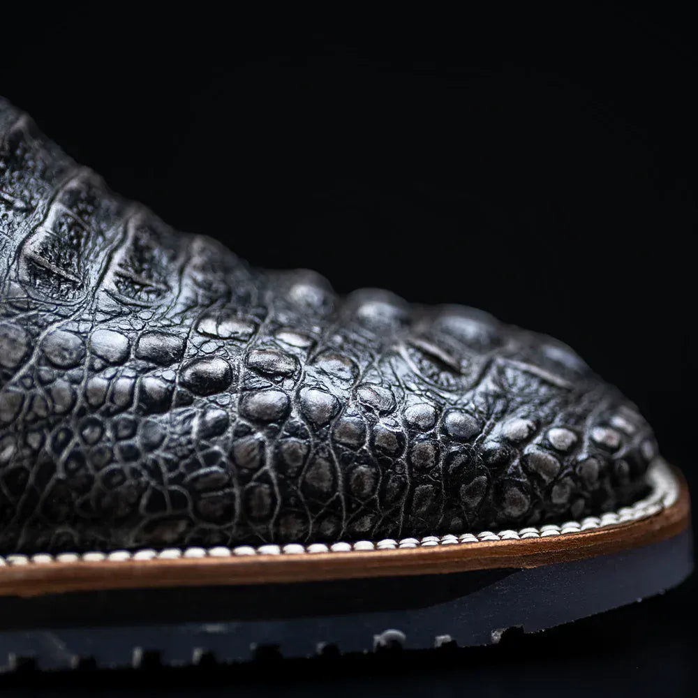 King Welt Men's Thin Blue Line 11' Caiman Tribute Soft Square Toe Work Boots - Gray - Toe View