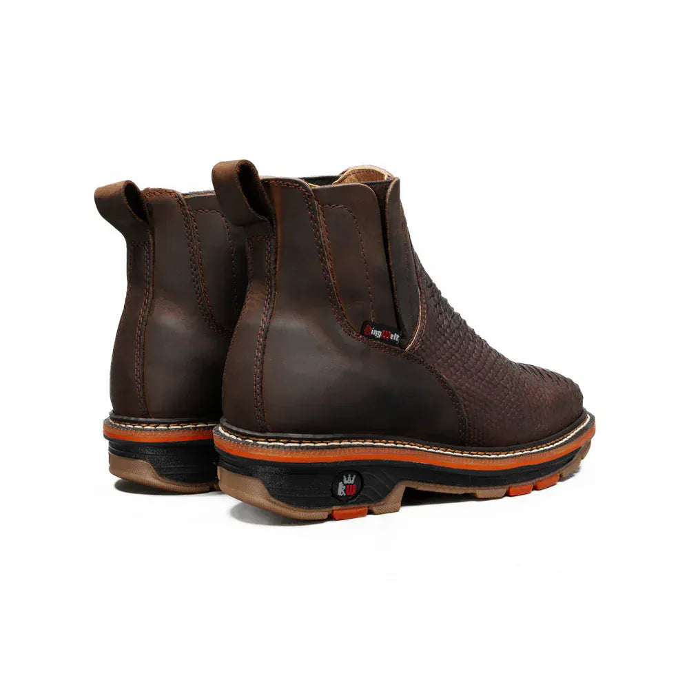 King Welt Men´s Venom 6" Python Tribute Soft Square Toe Work Boot - Brown - Pair Back View
