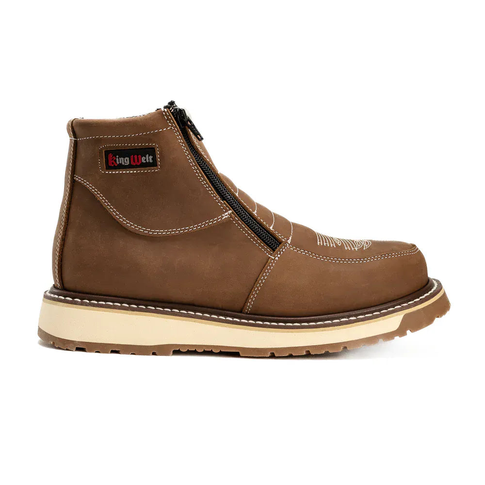 King Welt Boots Western Flex 6" Zipper Work Boots Medallion Laton Color - King Welt